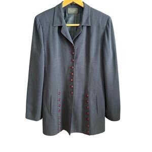 90s Vintage CYNTHIA STEFFE | Navy Blue Button detail Crepe Blazer | Size 14